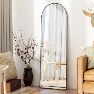 Shatterproof Full Length Mirror 56x16 Inch with Aluminum Frame - High-Definition Floor Standing & Wall Mount Mirror for Bedroom, Freestanding Full Body View, Easy Mount, Gym, Entryway