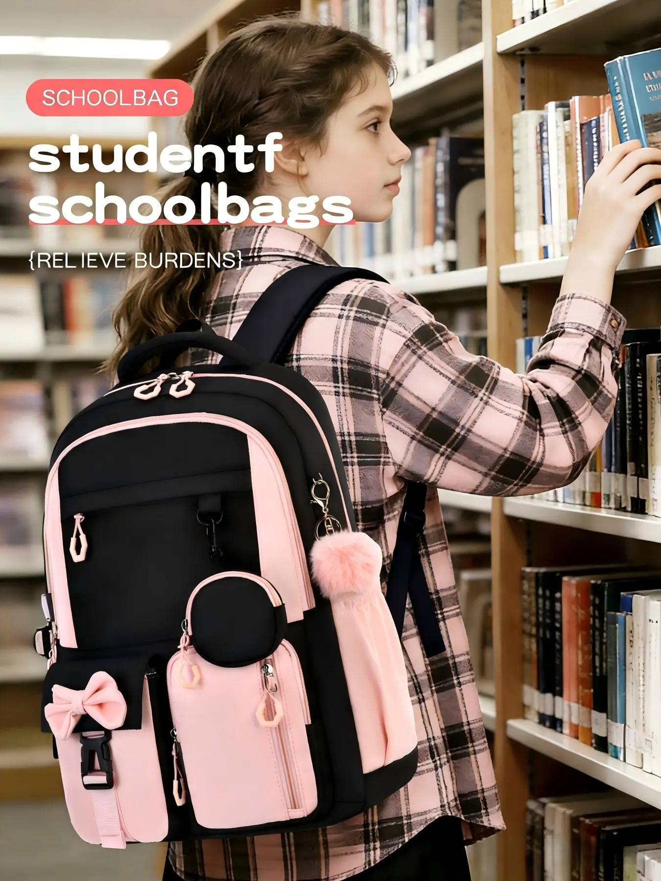 3pcs Bow Casual Backpack & Handbag Storage Bag Set, Large Capacity School Bookbag with Tablet Compartment, Lightweight Laptop Backpack for Teens Rucksack Bag, Lightweight Casual Daypack, Computer Bookbag, Casual Daypack Backpacks
