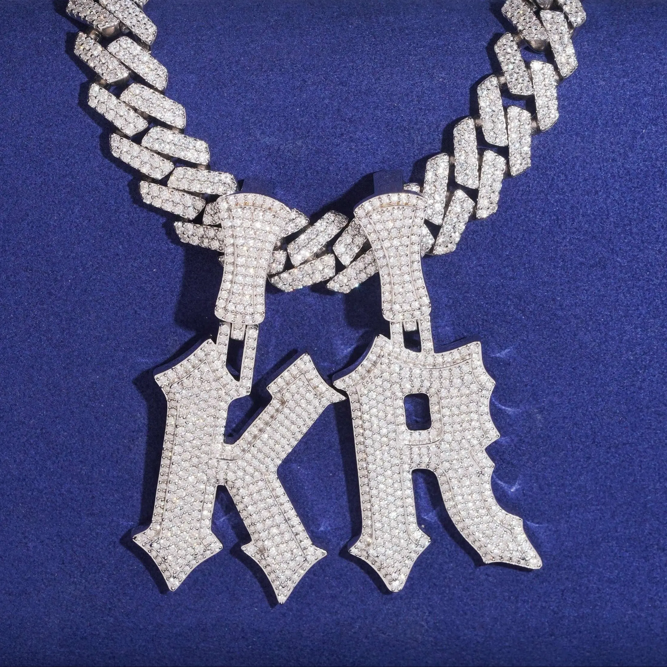 Heavy Custom Letter Pendant Lab Diamond – 14k Gold
