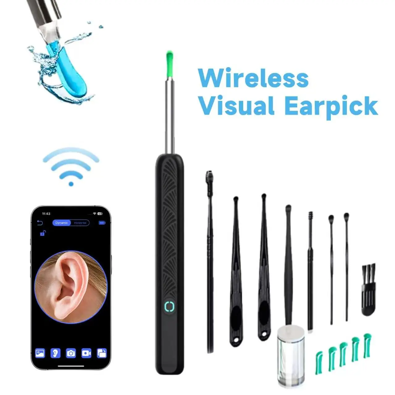 Visual Ear Cleaner with 1080P Camera, Rechargeable Wax Removal Tool Kit, 8 Piece Pick Set with Soft Silicone Tips for iOS & Android, Ear Pick Set, Camera Ear Cleaning Earwax Removal Products