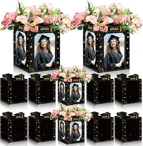 Graduation Centerpieces Class of 2026 - 9/6 Pcs Photo Display Box DIY Grad Party Table Decor Cardboard Picture Props with Honeycomb Base Congrats Grad Party Favor for High School College Graduation Gifts Photoshoot Teachers Parents Daughter Son Essentials