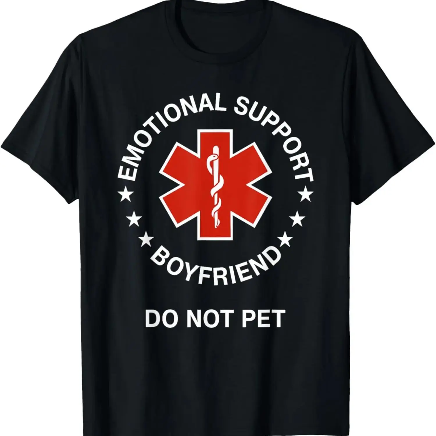 Men's Unisex "Emotional Support Boyfriend" Graphic T-Shirt - Casual Streetwear Cotton Short-Sleeve Round Neck Multi-Size Casual Fashion Tee, Fitted Cut, Humorous Menswear Top