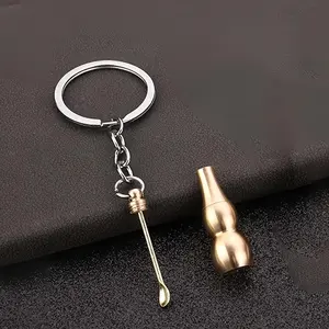 Copper Brass Gourd-Shaped Ear Spoon Whistle Keychain Pendant, Unique Backpack Accessory, Creative Decoration, Durable and Stylish