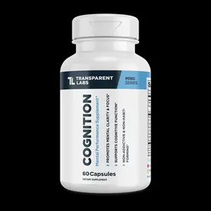 Transparent Labs Cognition 60 Capsules - Mental Performance Supplement for Focus & Brain Health - Non-Stimulant Formula- 30 Servings
