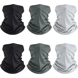6-Pack Cooling Neck Gaiter Scarves, Breathable UV-Protection Face Cover Bandana Headwrap, Sun Proof Outdoor Scarves for Summer Outdoor Sports, Bandana Headwrap Scarves