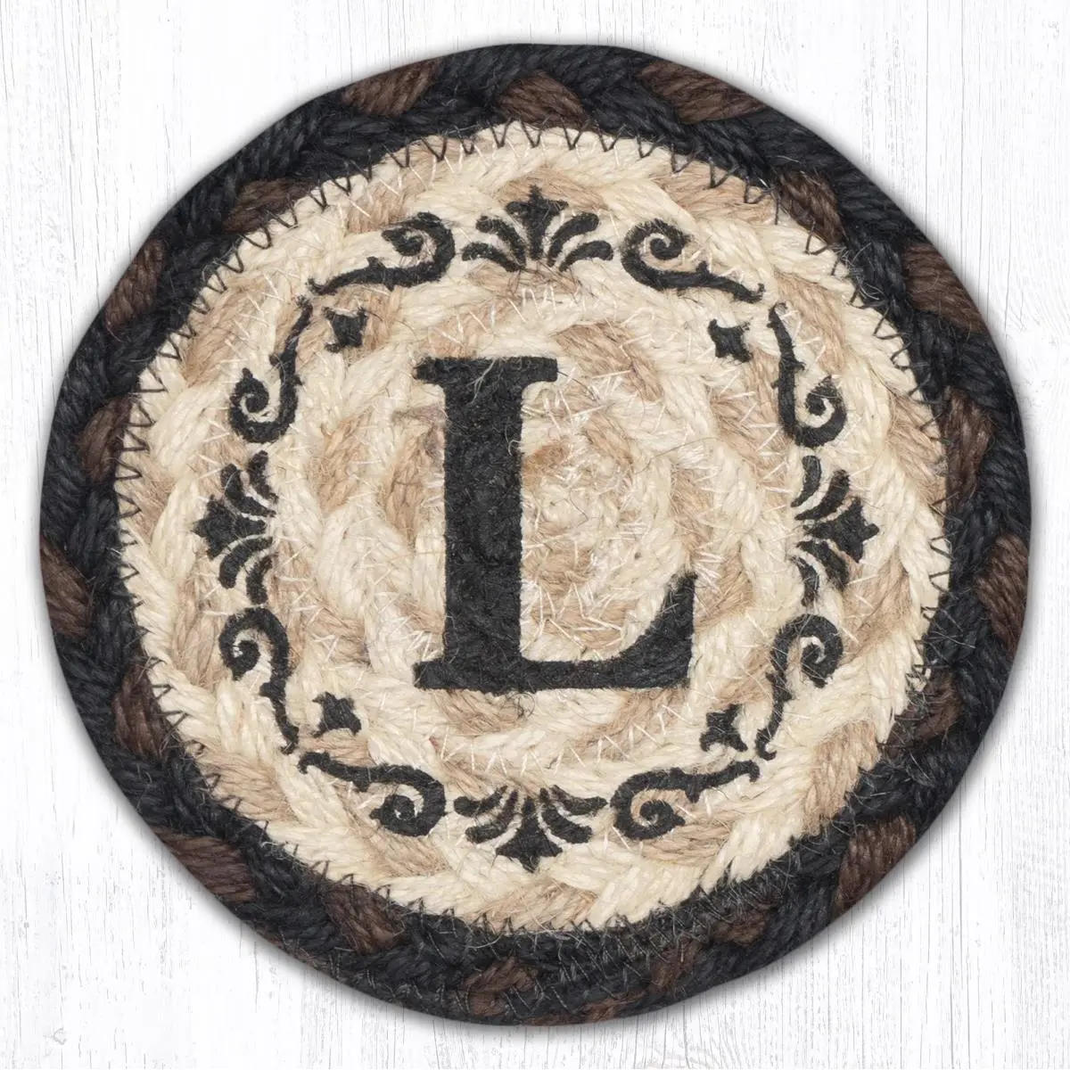 212 MAIN Monogrammed Letter 'L' Circular Shape Decorative Coaster - 5"x5" 1-Piece Indoor Kitchen Tableware Accessory, Household Placemat, Round Coaster