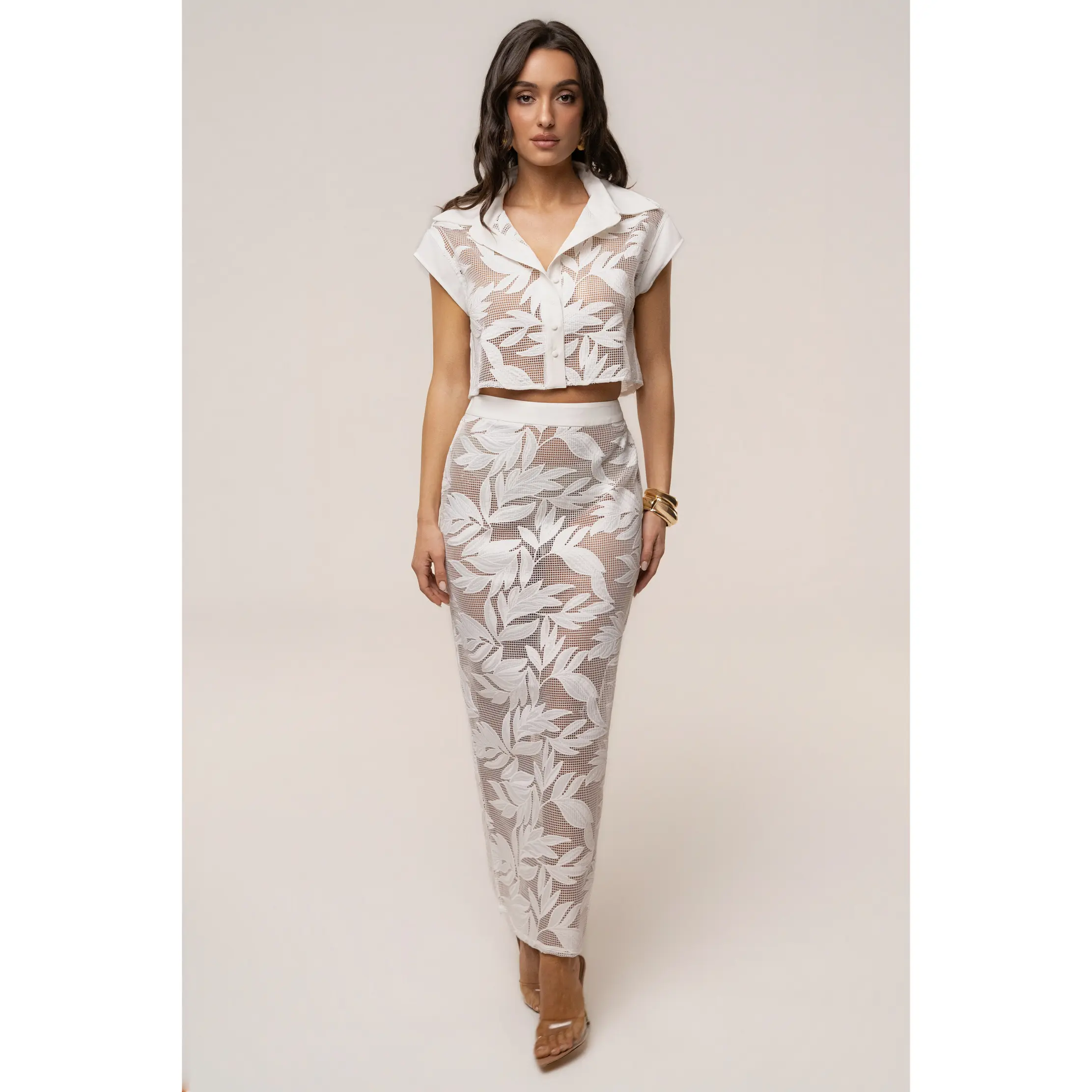 White Bali Nights Embroidered  Skirt