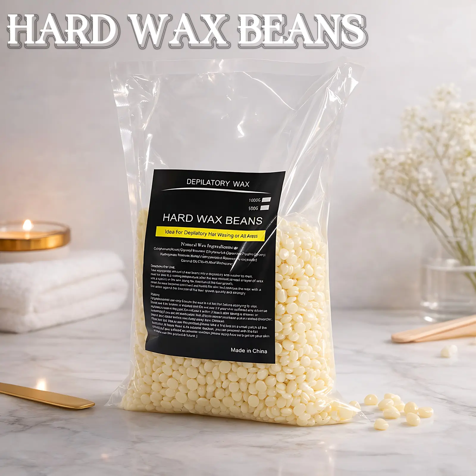 Depilatory Wax Beans, 1000g Multi-Scents Hard Wax Beans, hard wax beads for hair removal, Full Body Use, Underarm Wax, Facial Waxing, Large Capacity Bag, Requires Heating Device, Gentle Non-Irritating, Hair Removal, Hair Removal Product