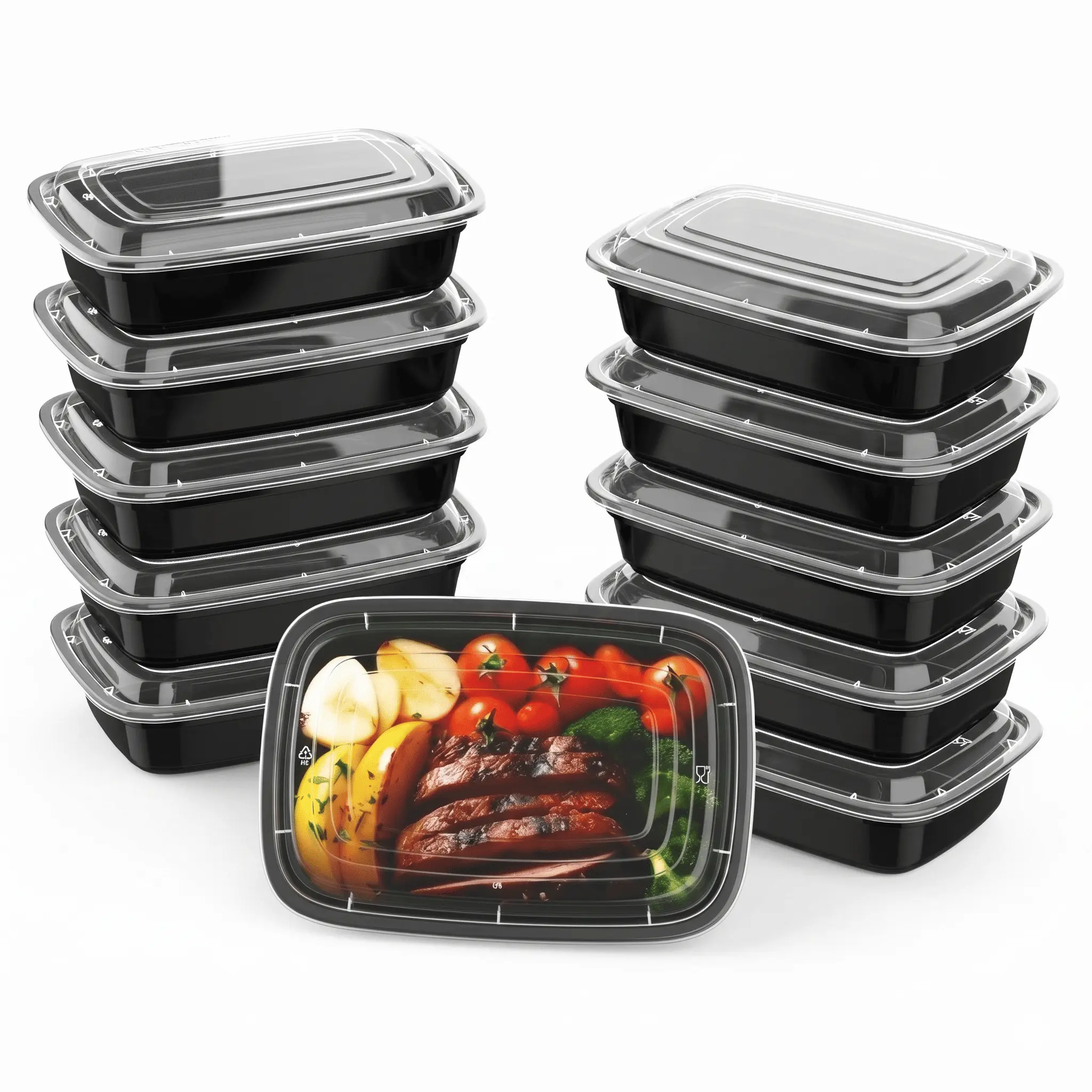 10 Pack 32oz Reusable BPA-Free Plastic Meal Prep Containers with Airtight Leak-Proof Lids, Fridge Organization Kitchen Organizer, Microwave & Freezer Safe, Maintains Freshness for Families & Lunch at Work