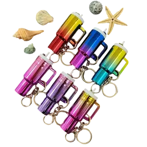 6 Pieces Of Gradient Color Mini Water Cup Keychains – New-Style Cute Key Accessories & Hangings, Suitable As Bag/Car Small Hangings, Perfect Gifts, Back-To-School Souvenirs, Unisex Keychains And Holiday Presents