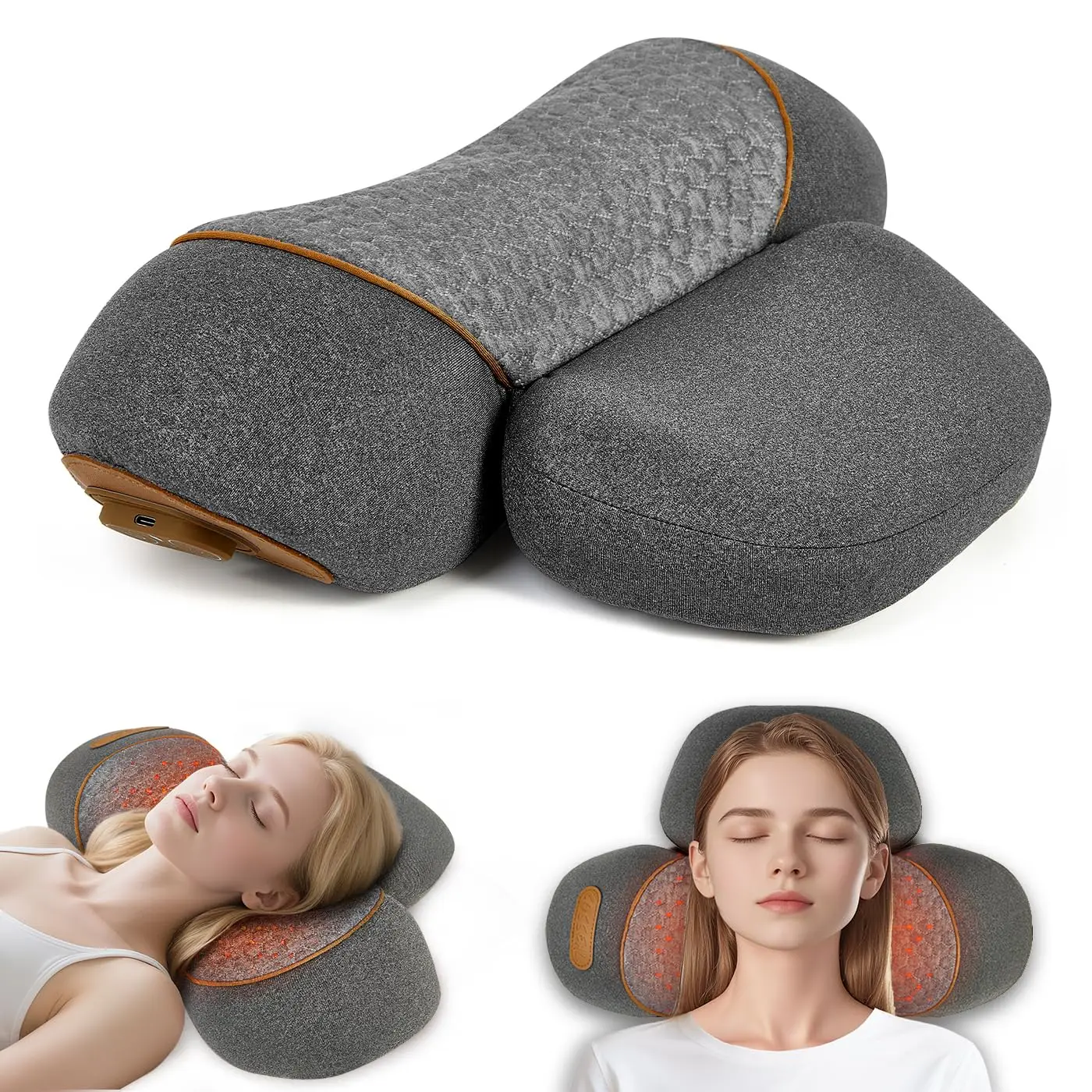 Morfone 3-in-1 Neck Massager Pillow with Heat, Vibration & Air Compression, Adjustable Massage Modes, Ergonomic Neck & Shoulder Relaxation Cushion