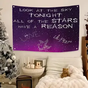 Lil Peep Flags Flag - Ultra Soft Skin-Friendly Machine Washable Fade Resistant Banner Starry Sky Pattern | HD Print Lightweight Durable Outdoor Indoor Garden Flag