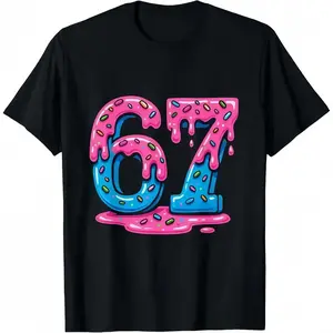 [100% Cotton] mens  cozy  fits casual black polyester tee [100% Cotton] Six Seven Meme Ice Cream Drip T-Shirt clothing top Men's Crew Neck Short Sleeve T-Shirts Menswear Unisex Apparel Classic Fitted Green