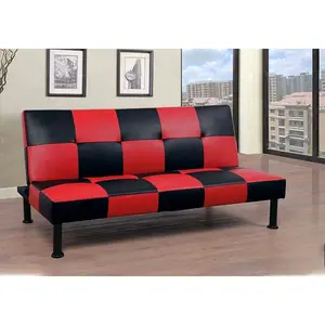 Mid Century Modern Faux Leather Convertible Sofa Bed Loveseat with Storage Chaise Lounge, Space-Saving Indoor Furniture for Studio Living Room