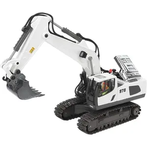 2.4GHz Remote Control Micro-Scale Alloy Construction Trucks with Cool Lights, Sounds, T13 Figure, Kids Building Blocks, Toys for Grown Ups Fidget Toy (White)
