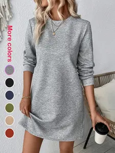 Women's Casual Elegant Long Sleeve Dress Womenswear Spring Fall Season Christmas Style Fitted Plain Pattern Perfect for Daily Wear Bodycon Dress