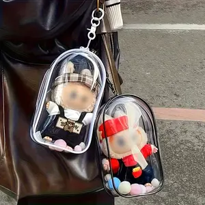 Transparent Plush Doll Protector Case, Keychain Kawaii Zipper Closure, Waterproof Dustproof, Multi-Color Options, Toy Display Storage Bag