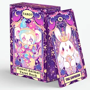 Kawaii Animal Tarot Deck – Tarot Cards for beginners with guidebook, Cute Illustrated Tarot Cards with Whimsical Animal Archetypes, Minor Arcana, Beginner-Friendly Intuitive Reading Deck, Colorful Fantasy Art, Tarot Card Game