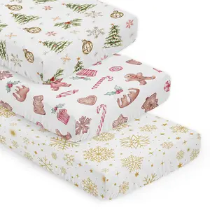 Sweet Jojo Designs 3-Piece Baby Crib Sheets Set (Christmas Holiday) for Girls/Boys, Infant Nursery, Toddler Room - Fitted, Standard Size (Xmas Holiday, Gingerbread Treats, Snowflakes & Pine Trees)