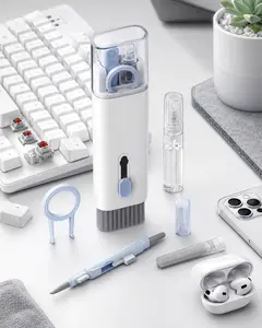 7-in-1 Electronics Cleaning Kit with Keyboard Cleaner Brush, Earbud Cleaning Pen, Screen Cloth, Spray Bottle, Keycap Puller for Smartphones, Audio Devices, Smartphone