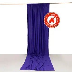 Purple Scuba Polyester Backdrop Drape Curtain, Durable Flame Resistant Event Divider Panel Wrinkle Free With Rod Pockets - 5ftx14ft