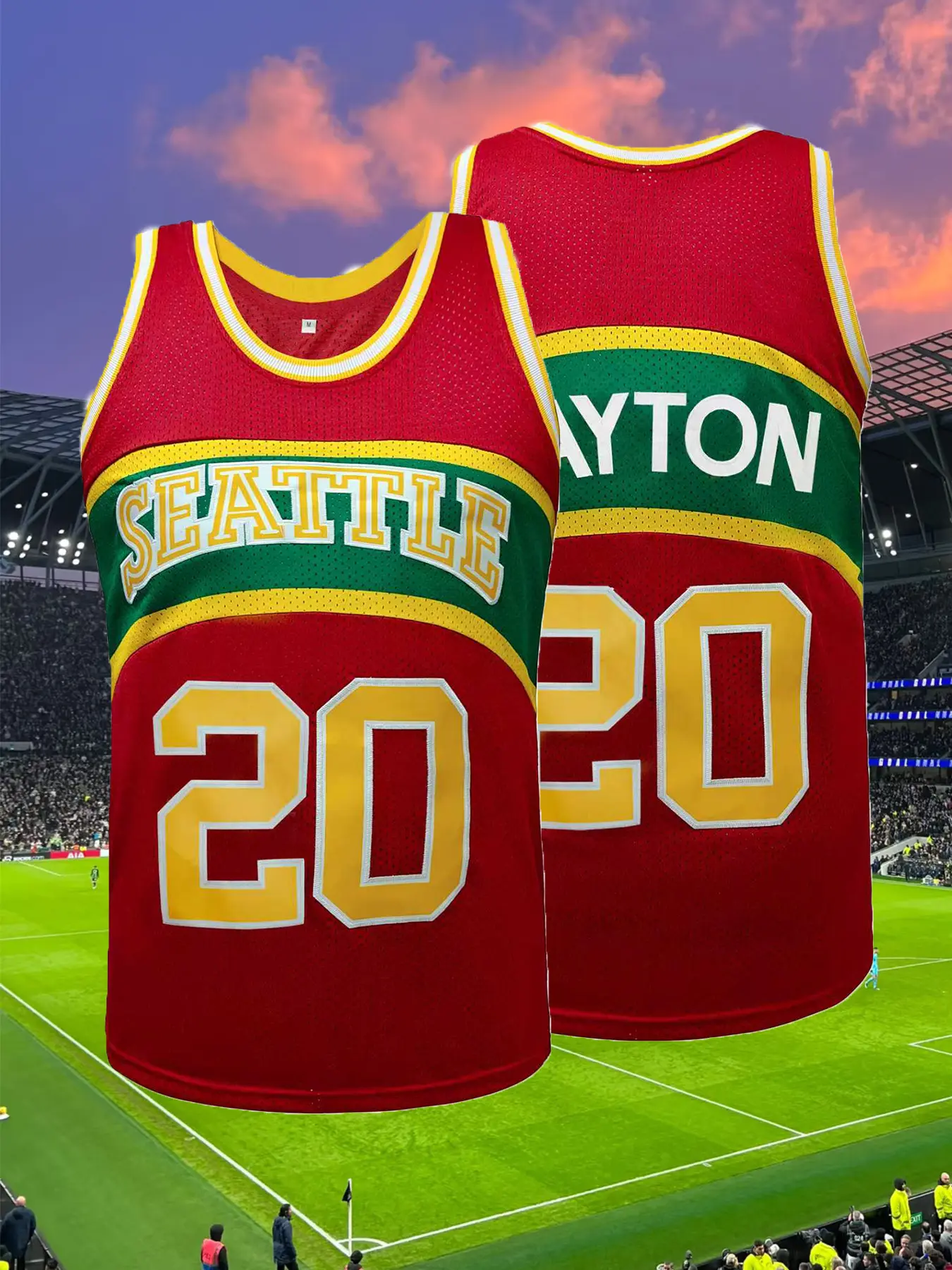 Seattle 20 Retro Basketball Jersey for Unisex Adults,Embroidered Breathable Mesh Casual Streetwear Apparel