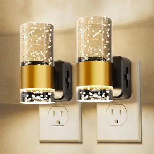 ISUNMEA LED Night Light,Dimmable Night Lights Plug into Wall, 2 Pack Acrylic Nightlight with 0-100 LM Adjustable Brightness, 3000K Plug in Night Light with Dusk to Dawn Sensor, for Bathroom Hallway  nightlight