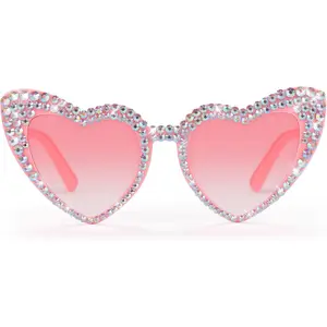 Pink Heart Sunglasses, Bling Heart Glasses Party Accessories, Cute Birthday Gifts Women's Sunglasses Bridal Shower Gifts For Bride-USA