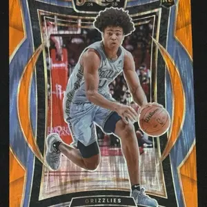 BASKETBALL - 2024-25 Panini Select - Jaylen Wells #79 Concourse Flash Orange Prizm (RC) Rookie Card Memphis Grizzlies sports  cards