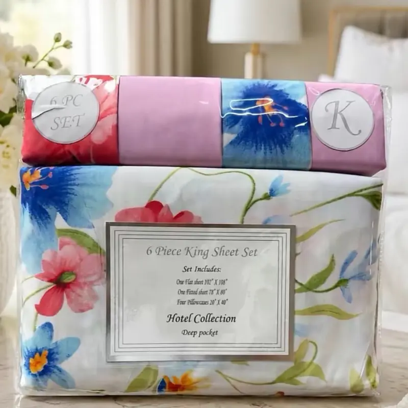 King Size Bedding Set, 6-Piece Soft Bedding Collection for Bedroom Linens (Textiles & Soft Furnishings), Six Pieces