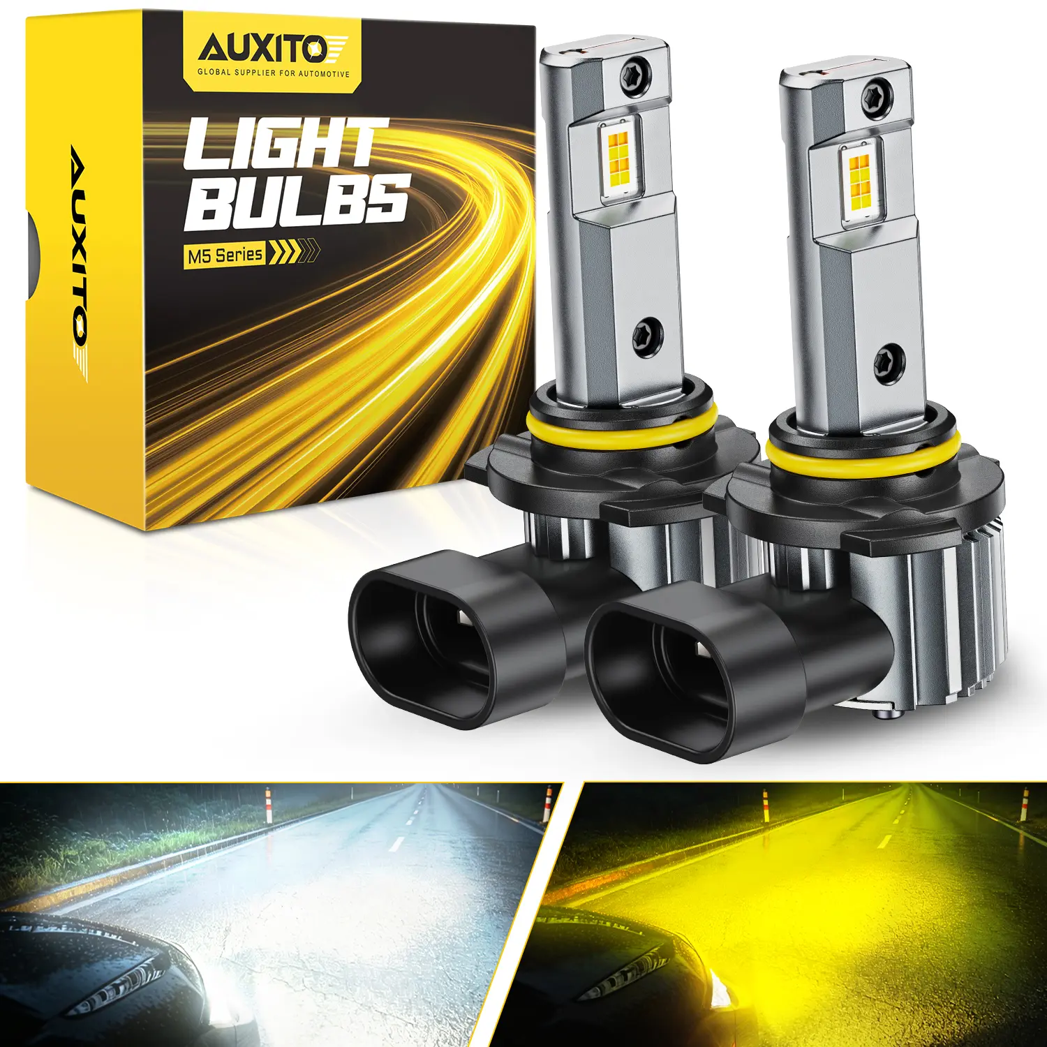 80000LM H11/H9/H8/9005/HB3/9006/HB4 Switchback Light Bulbs, 6500K Cool White&3000K Amber Yellow 80000LM, Direct Replacement H11/H9/H8/9005/HB3/9006/HB4 LED Fog Light Bulbs Fanless, Plug and Play, CANbus Ready No Flicker, Pack of 2