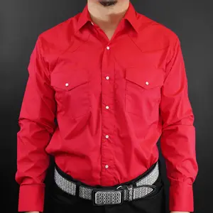 MEN'S SOLID COLOR WESTERN LONG SLEEVE SNAP SHIRT VAQUERO STYLE SHIRT