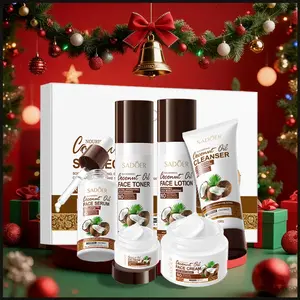 6-Piece Coconut Oil Nourishing & Moisturizing Set-Hydrating Skincare Kit for Women, with Sodium Lauryl Ether Sulfate,Glycerin & Lauric Acid,Repairs Rough Skin,Christmas Gift for Friends & Mom, Skin Care Sets