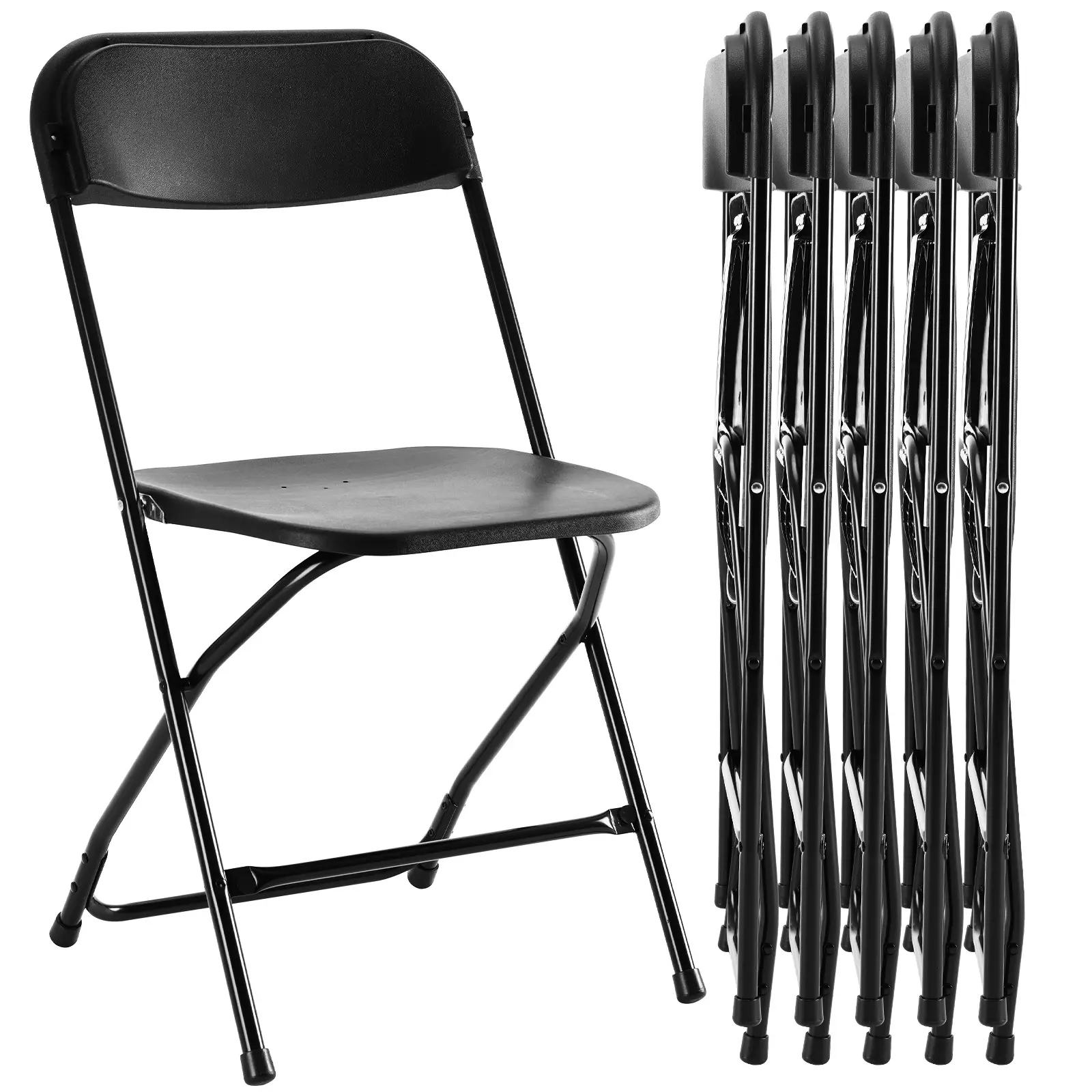 Commercial Folding Chairs 6-Pack, White Heavy Duty 330lb Capacity Stackable Chairs for Conference, Wedding, Office - Indoor Outdoor Portable Seating with Steel Frame