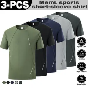 3-Pack Men's Quick-Dry Sports T-Shirts, Breathable High Elasticity Cooling, Suitable for Running, Fitness, and Daily Multi-Scene Use