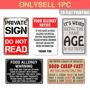 Kitchen Safety Aluminum Wall Art Print, Allergy Warning Sign, 8x12 Inch Metal Poster, Home Decor for Restaurant, Garage, Gift