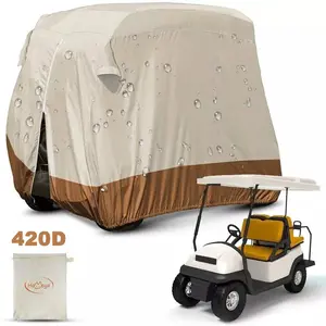 HOMEYA Golf Cart Cover 4 Passenger, Heavy Duty 420D Waterproof Golf Cart Covers Extended Roof Compatible with EZ GO Club Car Yamaha Golf Carts, Outdoor Dustproof 4 Seat Club Car Cover