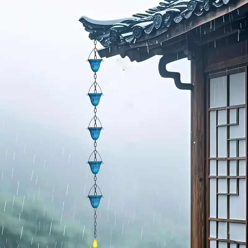 Thickened Metal Rain Chain, Decorative Eaves Drainage, Outdoor Gutters, Courtyard & Villa Decor, Garden Decoration, New Thickened Design, Durability