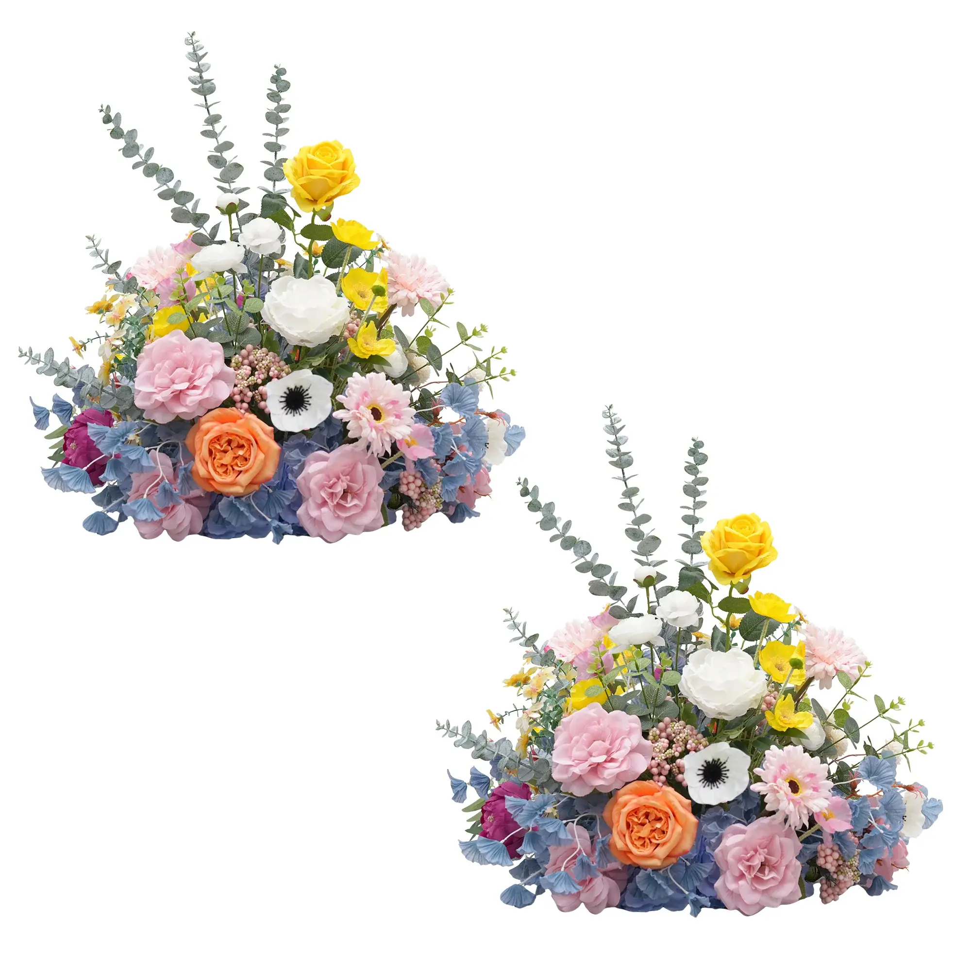 A8990 2pcs 19inch Colorful Eucalyptus Leaf Table Flower Aisle Decor Party Event Props