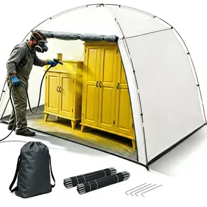 VOXOR Portable Paint Booth Tent, Large 10 x 5.5 x 6.5 ft Spray Paint Tent with Built-in Floor & Mesh Screen & Windproof Stakes, Spray Paint Shelter for Furniture DIY Hobby Tool, Overspray Paint Room