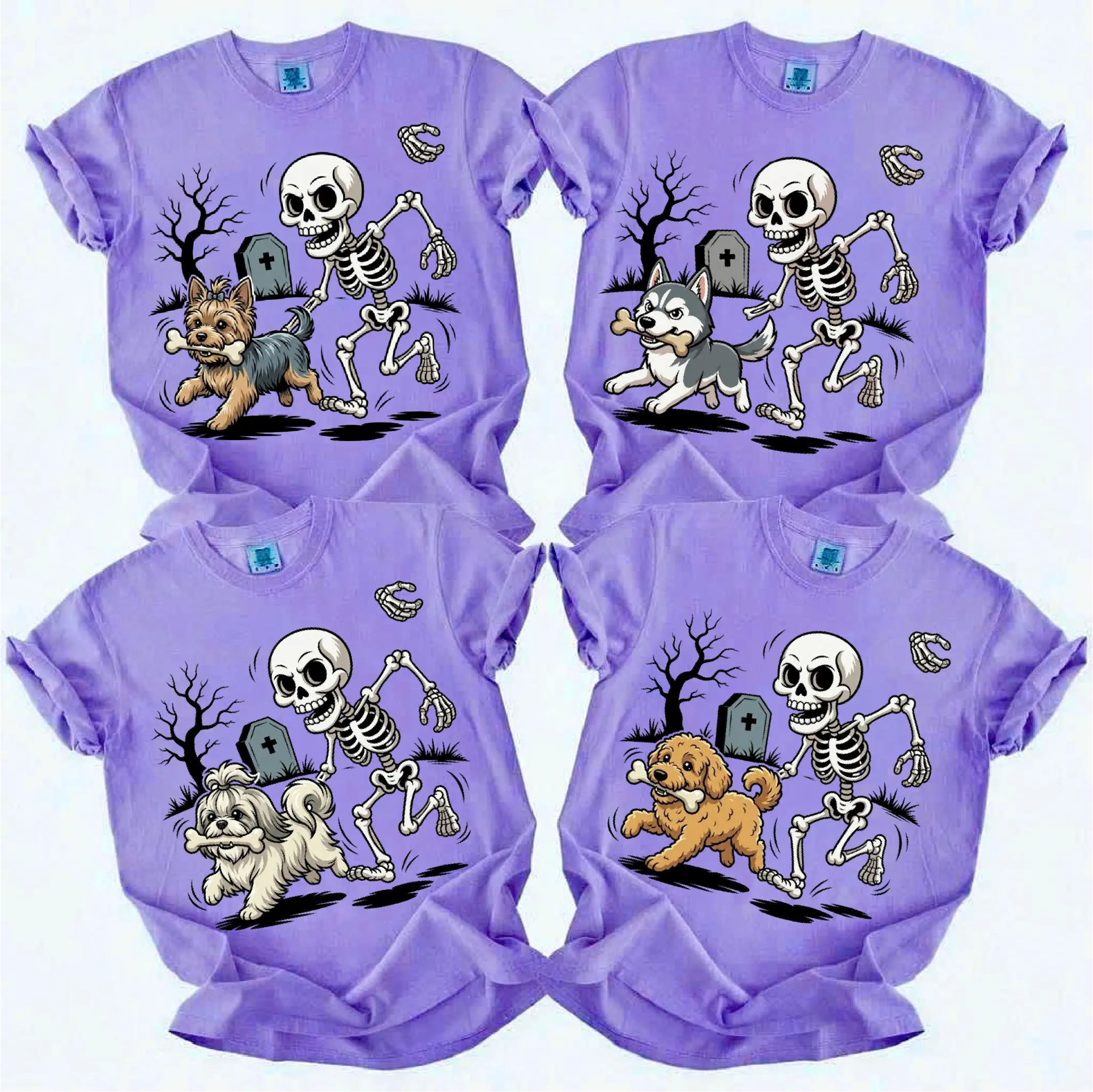 Custom Dog Comfort Colors 50+ | Funny Spooky Season Dog Lover Shirt |  Breed Halloween Skeleton Tee  Apparel Cute Spooky Pet Graphic Tee, Halloween Dog Lover Gift