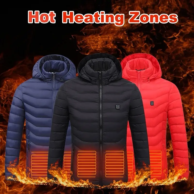 Men's Elite Heated Puffer Jacket: 9-Zone Electric Insulation, Integrated Hood, and Advanced Windbreaker Technology