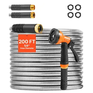 fathersdaygift  VEVOR Metal Garden Hose 100 ft, Rust Proof Stainless Steel Water Hose, Heavy Duty Backyard Hose with 10 Function Nozzle, No - Kink Flexible Water Pipe, Lightweight Metal Hose for Yard, OutdoorVEVOR Super Brand Day