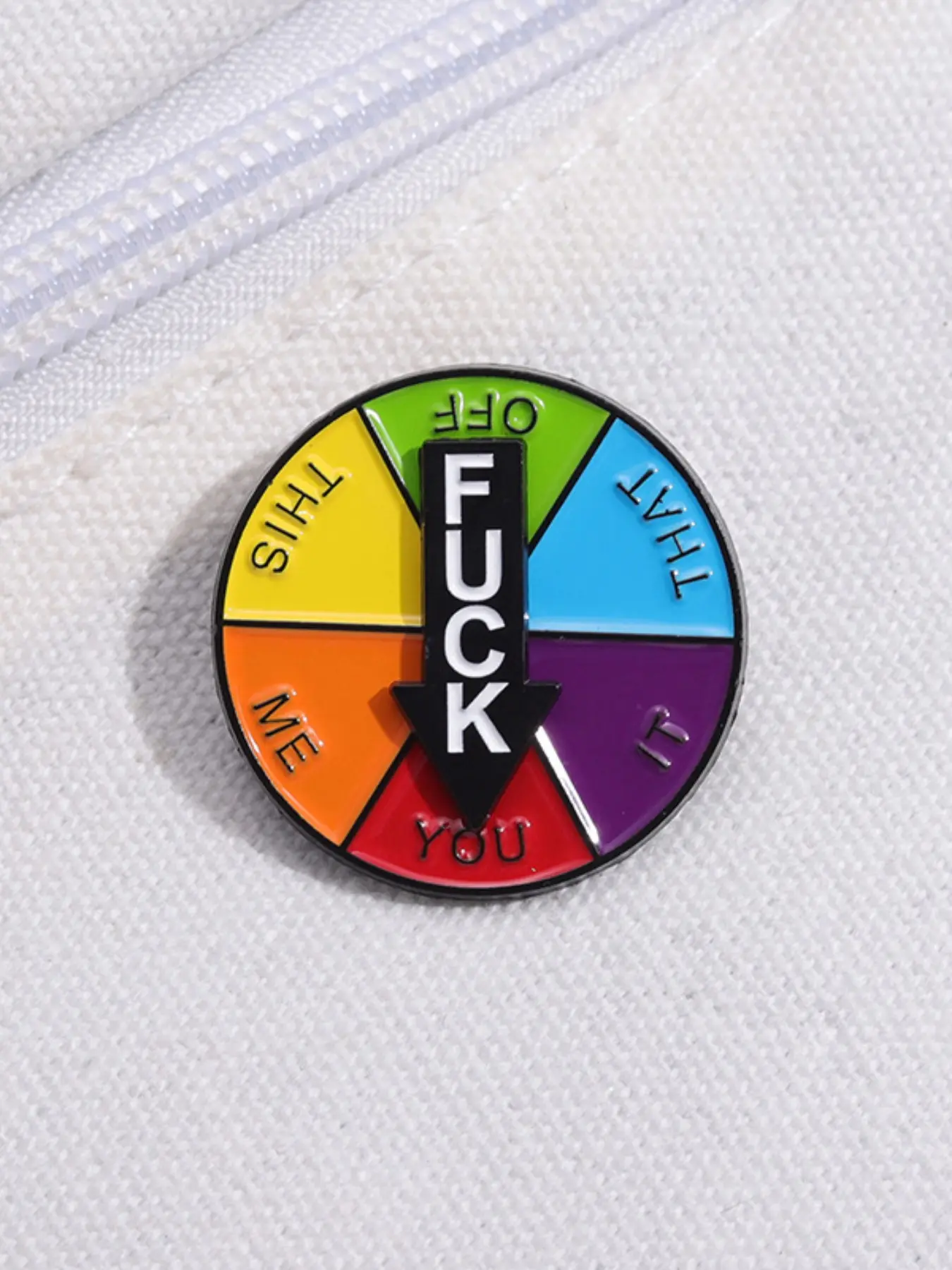 Social Mood Badge Enamel Pins Funny English Letters Rotatable Rainbow Dial Rotating Arrows Unique Emotional Mood Table Switch Brooches Adjustable Metal Durable Metal Pins Jewelry Gifts Brooch Clip, Alloy Brooch Pin, Accessories