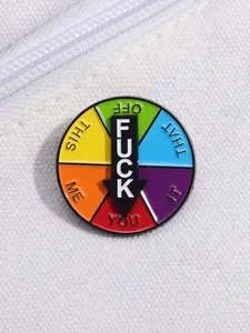 Social Mood Badge Enamel Pins Funny English Letters Rotatable Rainbow Dial Rotating Arrows Pins Unique Emotional Mood Table Switch Brooches Adjustable Metal Brooches Durable Metal Pins Creative Design Jewelry Gifts Brooch Clip, Accessories