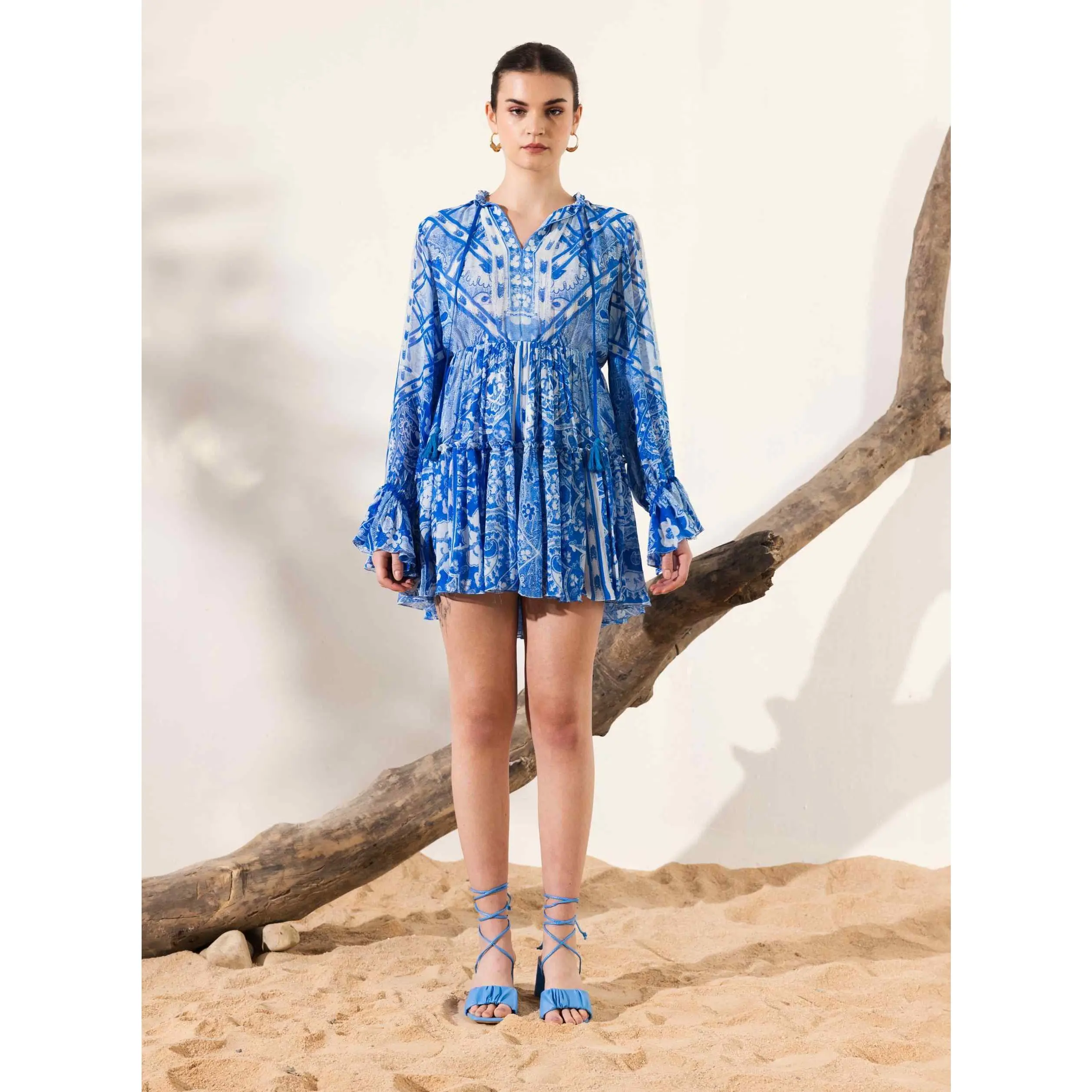Blue aisha boho short dress