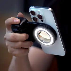 Magnetic Phone Selfie Holder, 1/4-Inch Screw Phone Grip Holder Stand with Fill Light & BT Remote Shutter, Selfie Accessories for Vlog Video Shooting Live Streaming, LED Selfie Accessories