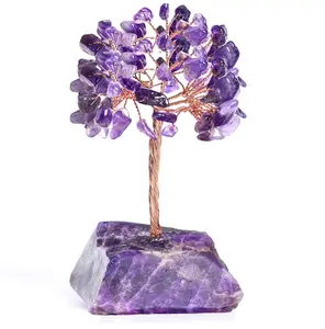 Amethyst Crystal Tree of Life,Money Tree Decorations,Crystals and Healing Stones,Reiki Positive Energy Gemstones,Purple Room Office Desk Feng Shui Decor Meditation Gifts for Women