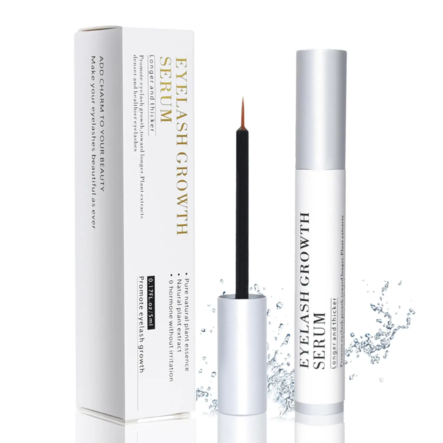 2025 Test Winner Hormone-Free Eyelash Growth Serum (5ml) - Fragrance-Free Lash Serum with Natural Plant Extracts, Hyaluron, Collagen, Peptides, Wheat Protein, Aloe, Ginseng - For All Skin Types, Dry Lash Protection & Strengthening