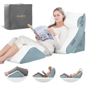 4PCS Orthopedic Bed Wedge Pillow Set for After Surgery, Memory Foam Support Pillow for Back, Neck and Leg Pain Relief, Adjustable Triangle Pillow for Acid Reflux, Anti Snoring & GERD